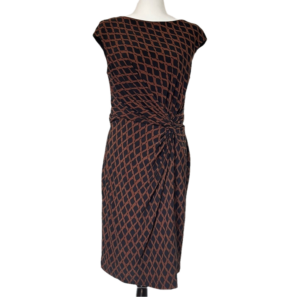 Lauren Ralph Lauren Black and Brown Ruched Sheath Dress